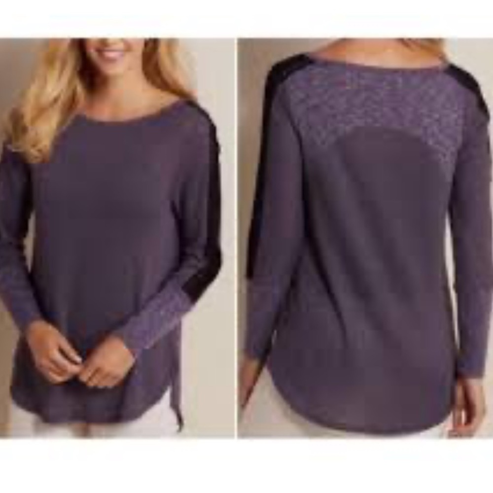 50%offw❤️ Soft Surroundings  Bailey Waffle Knit Crochet Trim Longline SP